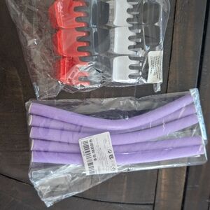 Purple Foam Hair Rollers and Hair Clips Set